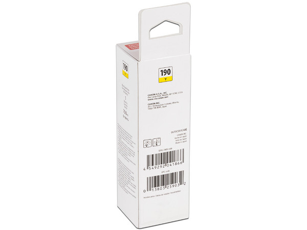 Botella de Tinta Amarilla Canon GI-190 Y, Modelo: 0670C001AB.