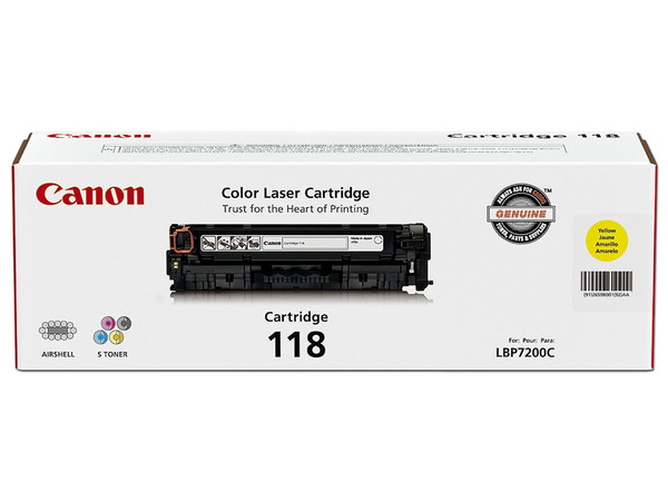 Cartucho de tóner Canon 118, amarillo, Modelo: 2659B001AA.