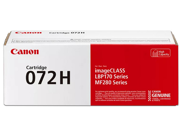 Cartucho de Tóner CANON 072H Negro, Rendimiento 4100 páginas, Compatible con impresoras LBP172, MF289 y MF284.