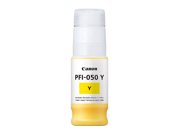 Botella de Tinta Amarilla a Base de Pigmentos Canon PFI-050 Y, 70ml, Modelo: 5701C001AA.