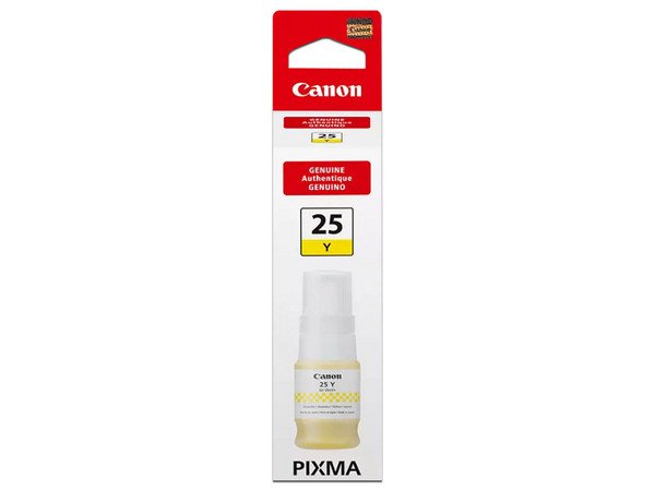 Botella de Tinta Canon GI-25 Y. Color Amarillo. Modelo: 6316C001AA.