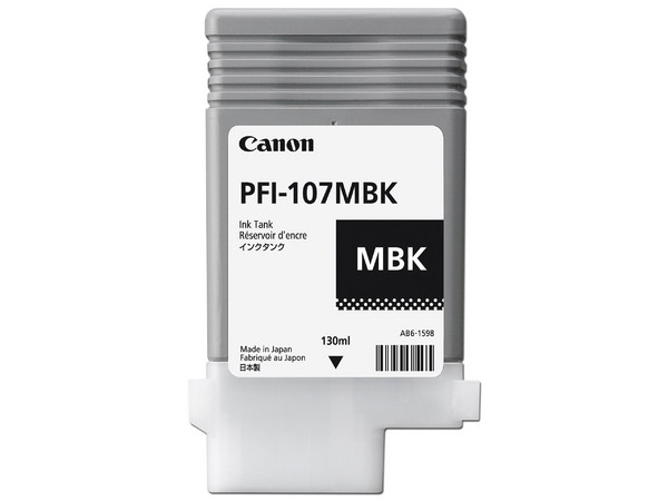 Cartucho de Tinta Canon Negro Mate, 130ml, Modelo: PFI-107MBK.