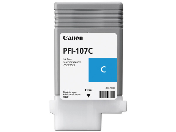 Cartucho de Tinta Canon Cian, 130ml, Modelo: PFI-107C.