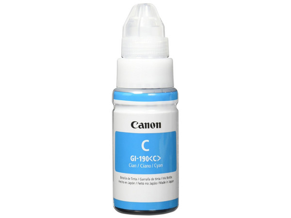 Botella de Tinta Canon color Cian, para Impresoras Pixma. Modelo: GI-190C.