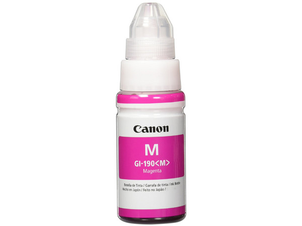 Botella de Tinta Canon color Magenta, para Impresoras Pixma. Modelo: GI-190M.
