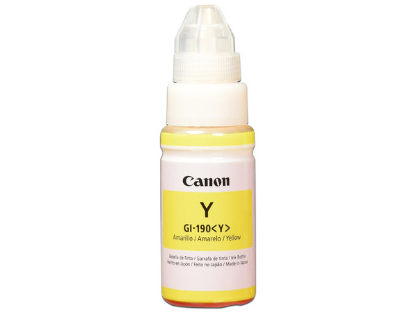 Botella de Tinta Canon color Amarillo, para Impresoras Pixma. Modelo: GI-190Y.