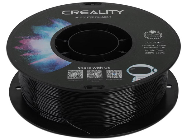 Filamento Creality CR-PETG, 1Kg, 1.75mm, Color Negro.