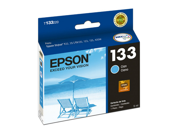 Cartucho de Tinta EPSON 133 Cian, Modelo: T133220-AL.