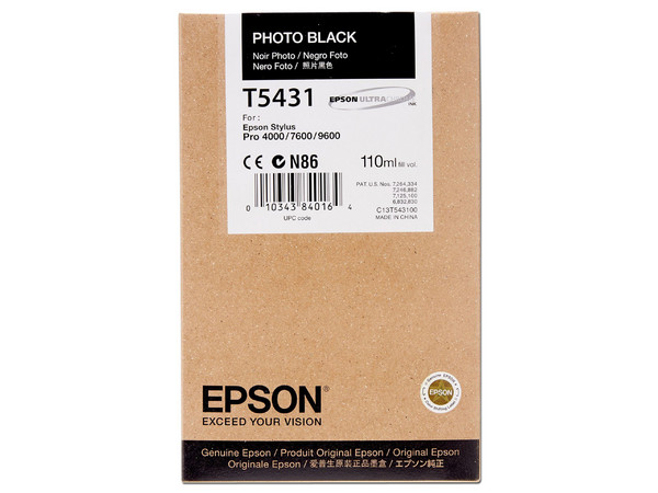 Cartucho de Tinta EPSON UltraChrome Negro, Modelo: T543100.