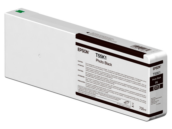 Tinta Epson UltraChrome HD 700 ml, Color Negro, Modelo: T55K100.