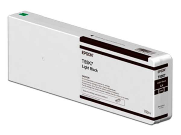 Cartucho de tinta Epson UltraChrome HD Negro Claro, Modelo: T55K700.
