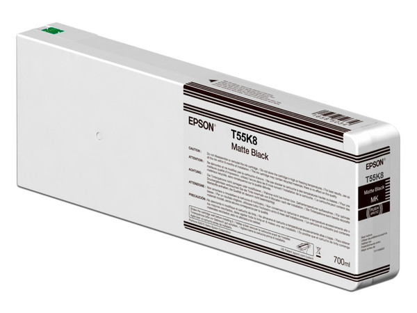 Cartucho de tinta Epson UltraChrome HD Negro Mate, Modelo: T55K800.
