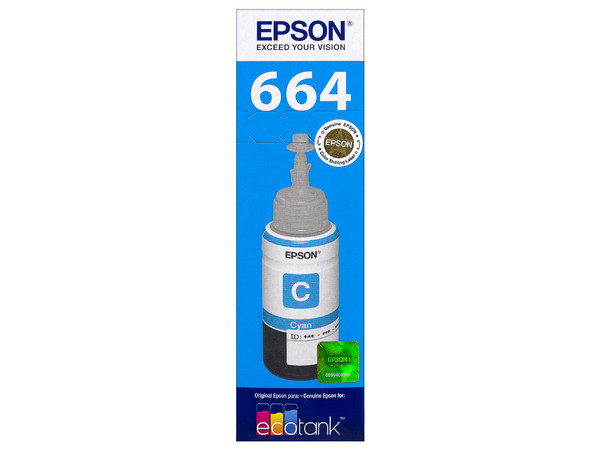 Botella de Tinta Cian Epson T664, Modelo: T664220-AL.