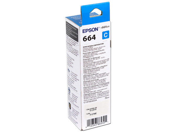 Botella de Tinta Cian Epson T664, Modelo: T664220-AL.
