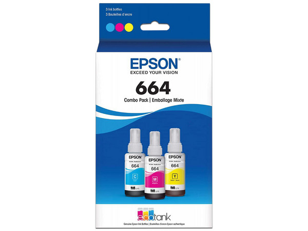 Cartucho de Tinta Epson T664 (T664520-3P), Tricolor, 70 ml.