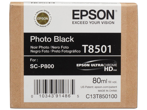 Cartucho de Tinta Epson Negro Fotográfico, Modelo: T850100, 80 ml.