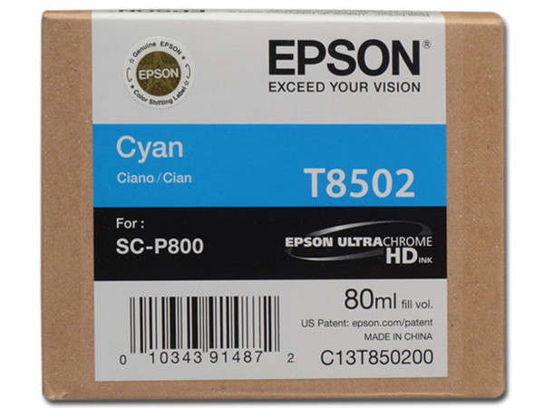 Cartucho de Tinta Epson UltraChrome Cian, Modelo: T850200.