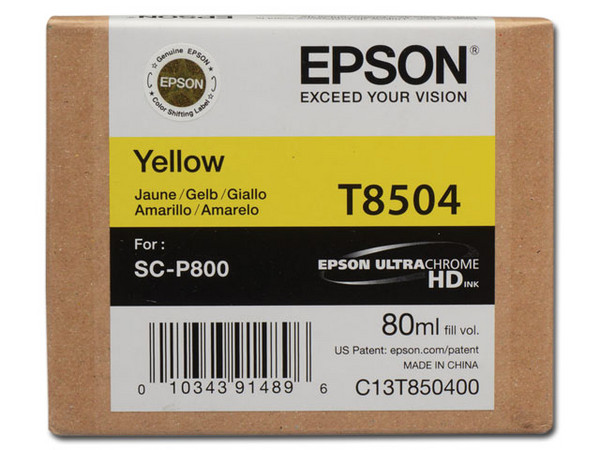 Cartucho de Tinta Epson UltraChrome Amarillo, Modelo: T850400