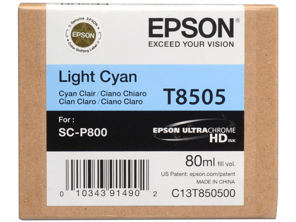 Cartucho de Tinta Epson Cian Claro, Modelo: T850500, 80 ml.