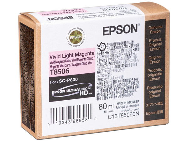 Tinta Epson SC-P800 de 80ml, Color Magenta Claro Vivo