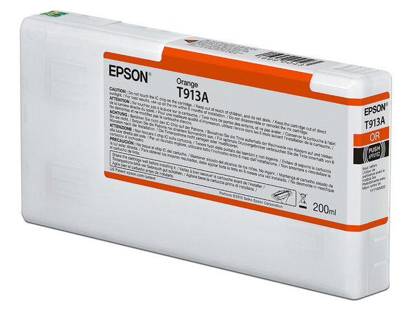 Cartucho de Tinta Epson UltraChrome HDX Naranja, Modelo: T913A00, 200 ML.