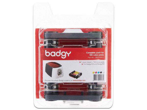 Cinta de impresión Evolis, YMCKO. Modelo: CBGP0001C. Incluye 100 Tarjetas PVC.