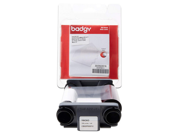 Cinta de impresión Evolis, YMCKO. Modelo: CBGP0001C. Incluye 100 Tarjetas PVC.