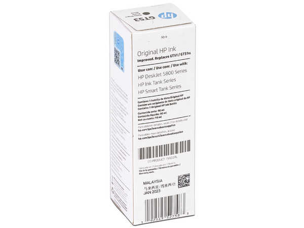 Botella de tinta original HP GT53, Color Negro (1VV22AL).