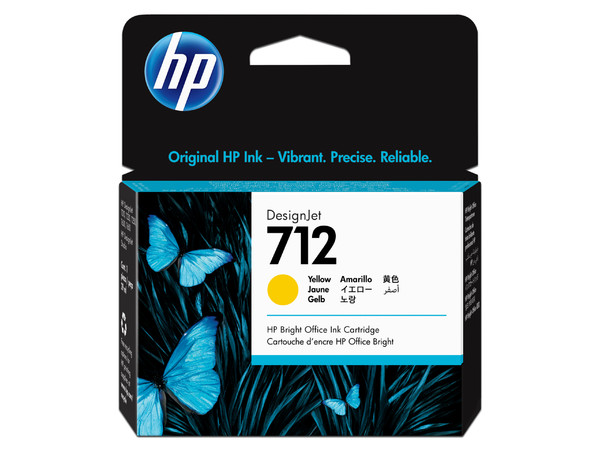 Cartucho de Tinta HP 712 Amarillo, Modelo: 3ED69A.