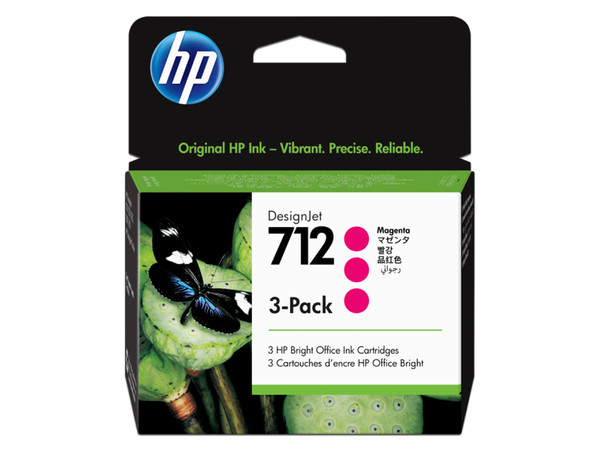 Pack de 3 cartuchos de tinta HP DesignJet 712 Magenta Original (3ED78A).