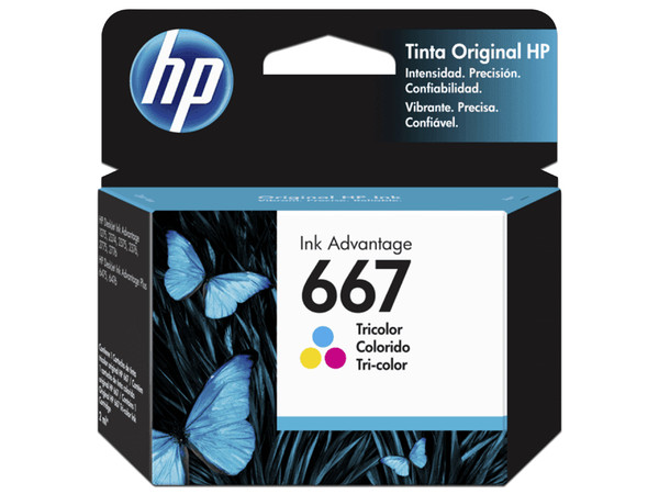 Cartucho de Tinta HP 667 (3YM78AL), Tricolor, 100 Páginas.