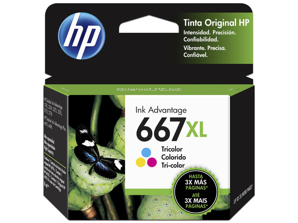 Cartucho de Tinta HP 667XL (3YM80AL), Tricolor, 330 Páginas.