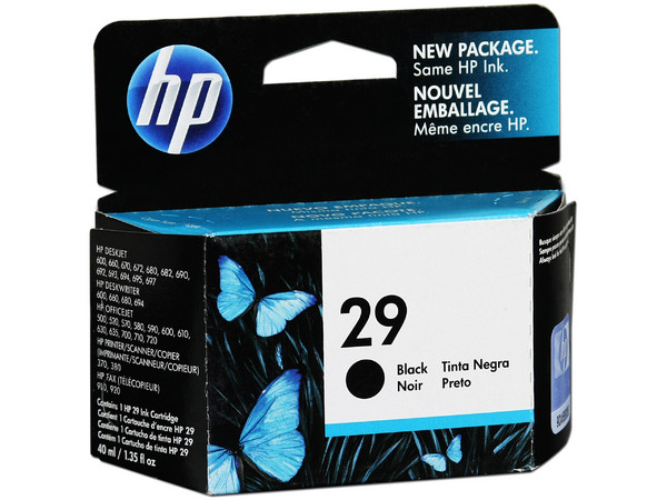 Cartucho de tinta HP 29 negra Original (51629A).