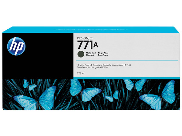 Cartucho de Tinta HP 771A Negro Mate, Modelo: B6Y15A, 775 ml.