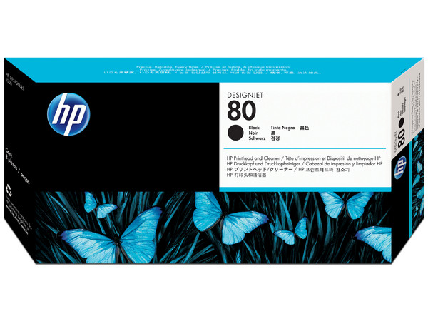 Limpiador de cabezales de impresión y cabezal de impresión DesignJet HP 80 negro (C4820A).