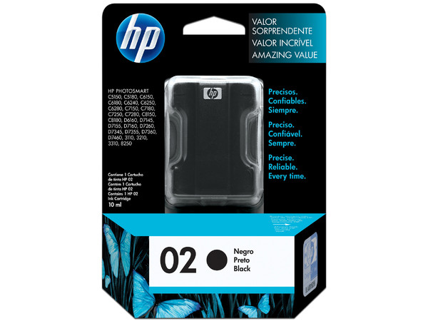 Cartucho de tinta HP 02 negra Original (C8721WL).