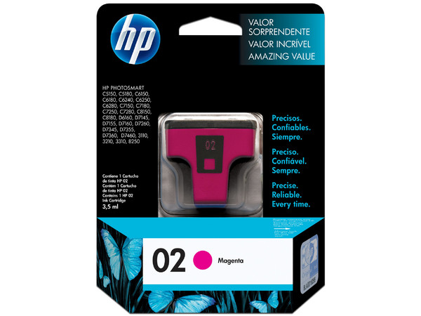 Cartucho de tinta HP 02 Magenta Original (C8772WL).
