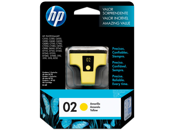 Cartucho de tinta HP 02 Amarillo Original (C8773WL).