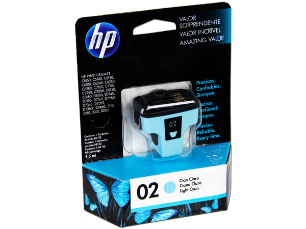 Cartucho de tinta HP 02 Cian Claro Original (C8774WL).
