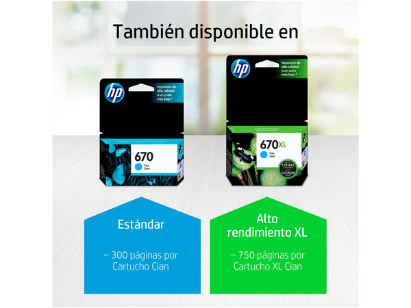 Cartucho de tinta HP 670 Cian Original (CZ114AL).