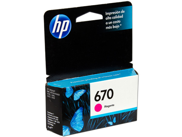 Cartucho de tinta HP 670 Magenta Original (CZ115AL).