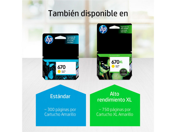 Cartucho de tinta HP 670 Amarillo Original (CZ116AL).