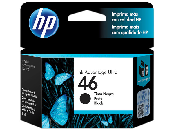 Cartucho de tinta HP 46 negra Original (CZ637AL).