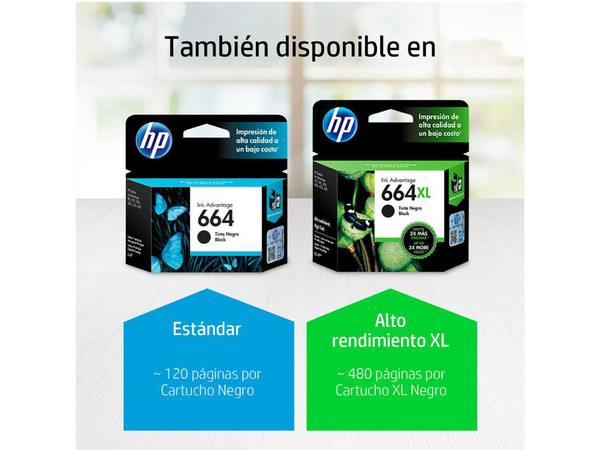 Cartucho de tinta HP 664XL, Color negro Original (F6V31AL).