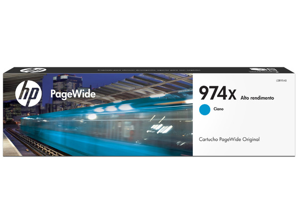 Cartucho de tinta HP 974X Cian Pagewide Original (L0R99AL).
