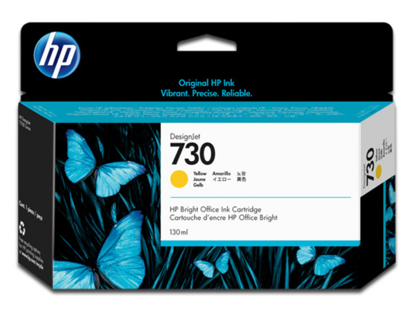 Cartucho HP 730-ML amarillo, Modelo: P2V64A.