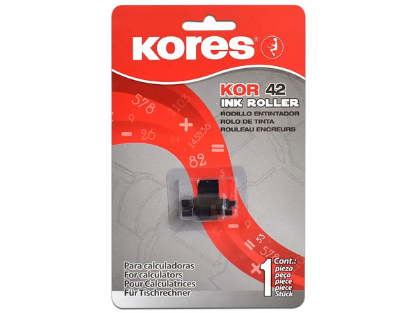 Rodillo Entintado Kores KOR-42, Para Sumadoras, Color Rojo y Negro.
