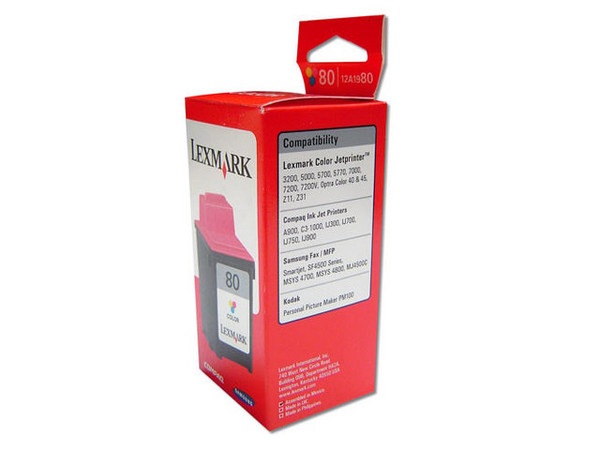Cartucho de Tinta Lexmark 80 Color, Modelo: 12A1980