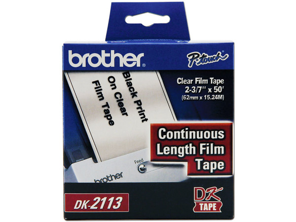 Cinta Continua Brother, Negro sobre Transparente, Modelo: DK2113.