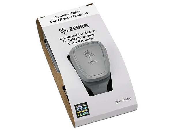 Cartucho de cinta Zebra Ribbon en color negro. Compatible con ZC300, ZC350 y ZC100. Rendimiento de 2000 imágenes. Modelo: 800300-301.